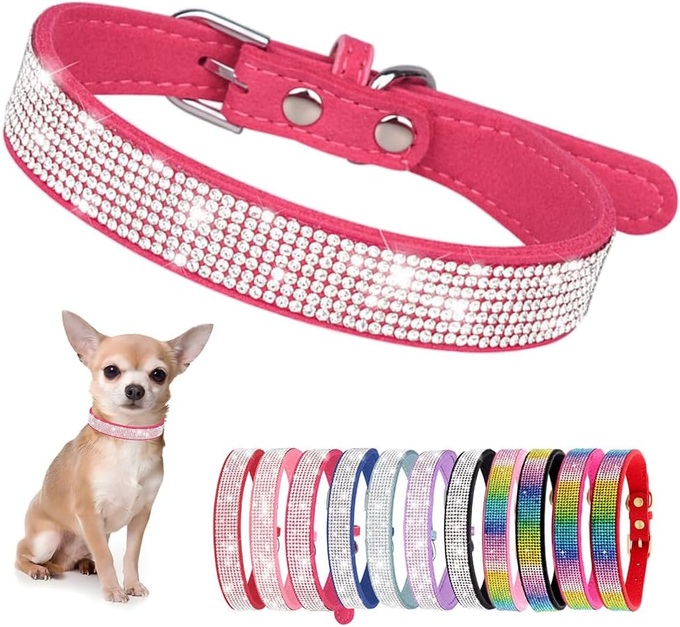 Puppy Dog Collar with Rhinestone Crystal Diamond Colorful Bling Girl Cat Collars Rose XXL