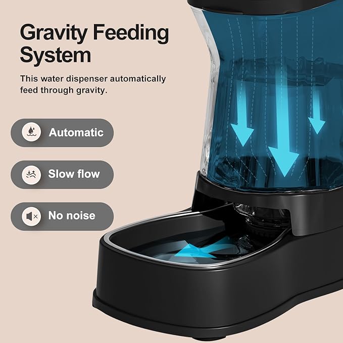 Gardner Pet Automatic Dog Water Dispenser Gravity Stainless Steel Water Waterer Feeder, 100% BPA-Free Large Capacity Water Feeding Bowls for Medium & Large-Sized Dogs Cats Other Pets -(1 Gallon)