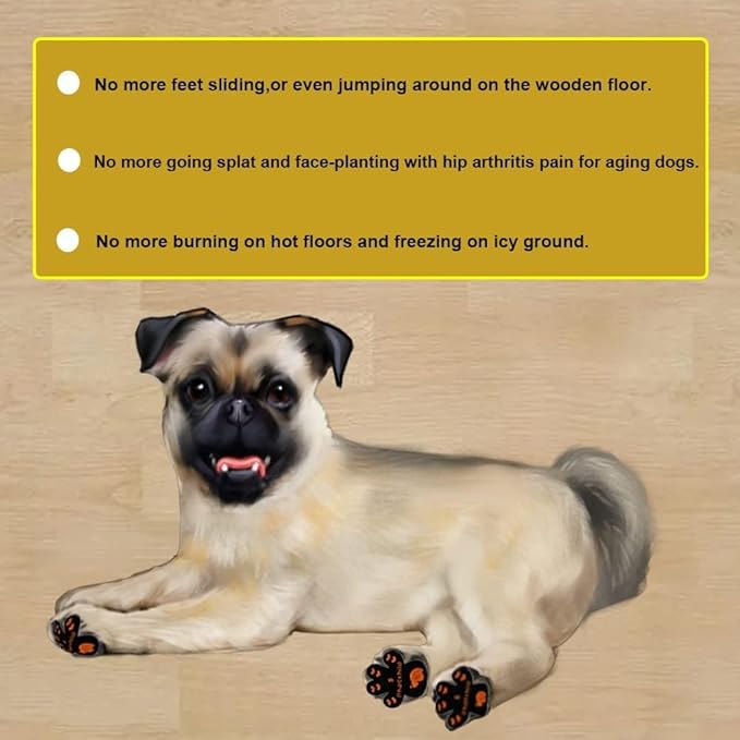 Dog Paw Pads Anti-Slip Grips,Dog Paw Protectors for Senior Dogs on Hot Pavement,Provides Traction to Keep Them from Slipping on Smooth Floors 12 sets-48 Pads Black L