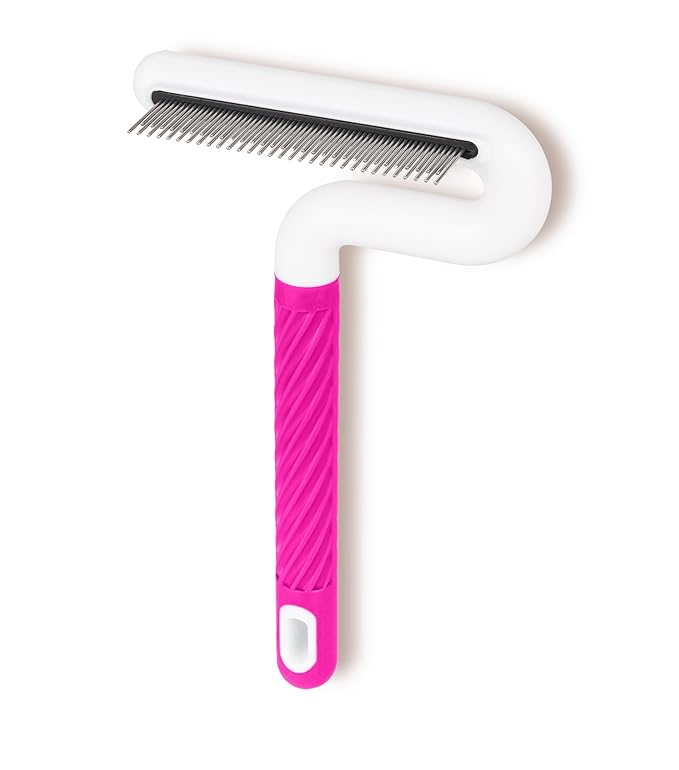 Pet Flea Comb for Dogs & Cats - Grooming Tool with Long & Short Steel Teeth, Safely Removes Tangles and Knots, Gentle Detangling Brush for Pet Hair (TG2044)