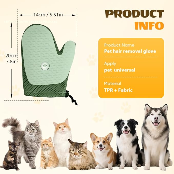 All-in-One Grooming Mist Glove for Pets, Cat Grooming Steam Gloves, Double Sided Pet Hair Remover Gloves for Clothes Furniture, Removal Glove Tool For Long Short Curly Dogs Cats Hair (Green+Blue)