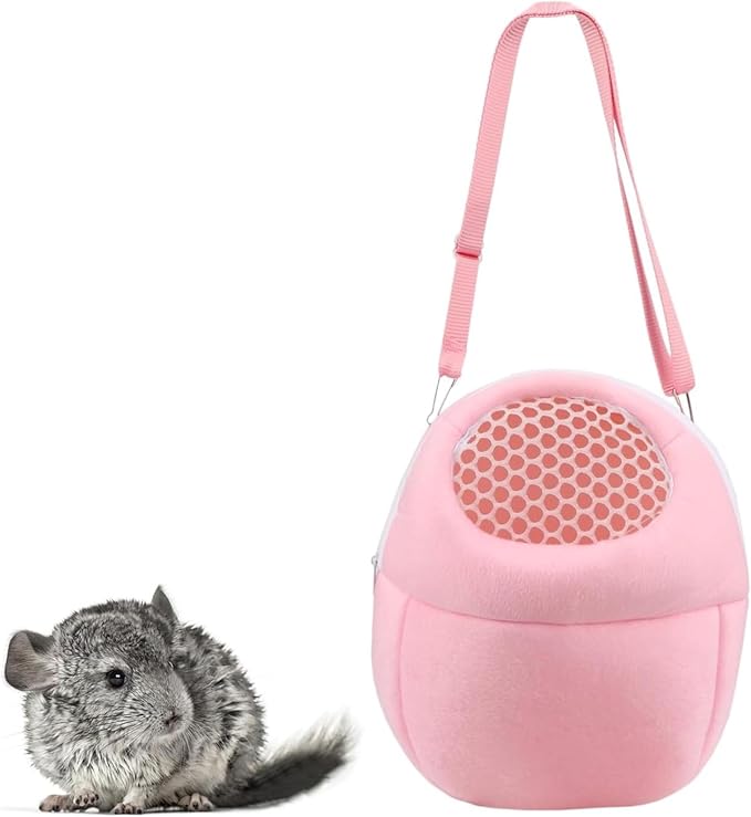 Pet Carrier Backpack for Small Animals, Travel Handbag for Cat, Puppy, Guinea Pig, Hedgehog, Hamster (Pink, Large)