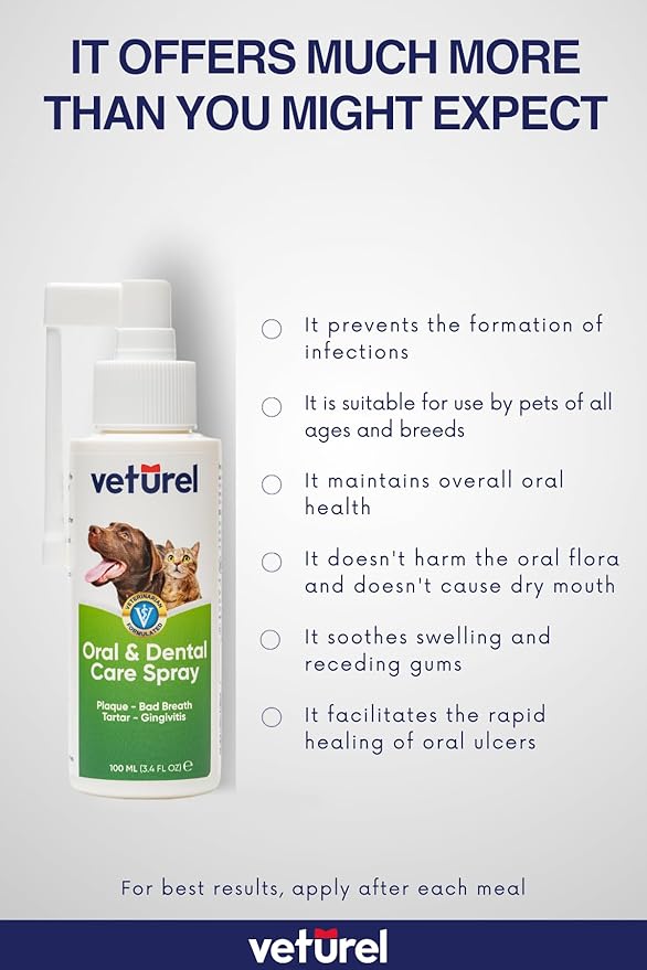 Natural Dog Teeth Cleaning Oral Care Spray - May Help with Bad Breath - May Support Plaque and Dental Care for Cats - May Help Reduce Plaque for Dogs and Cats - 3.4 oz