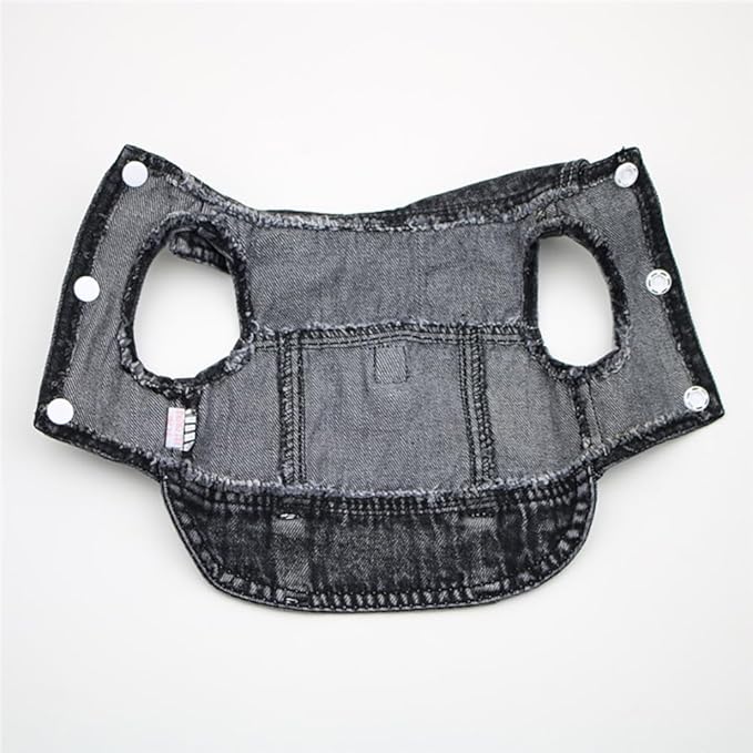 Puppy Clothes for Small Dogs Boy,Classic Western Denim Dog Coat,Dog Jeans Jacket with Leash D-Ring,Pet Cat Costumes,Cooling Harness Vest for Walking (Black, XX-Large)