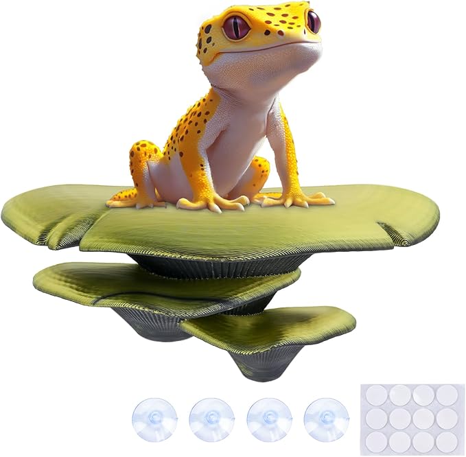 Mushroom Decor for Reptile Tank, Fish Tank, Pet-Safe Bearded Dragon Tank Accessories, Realistic Terrarium Plants for Leopard Geckos, Crested Geckos, Tree Frogs, Snakes (Forest, Trio Cap)