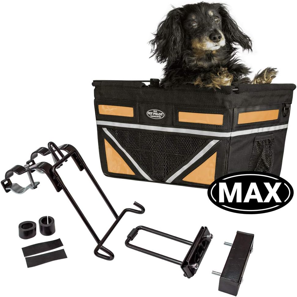 TRAVELIN K9 Pet-Pilot MAX Dog Bicycle Basket Carrier | 8 Color Options for Your Bike (Orange)