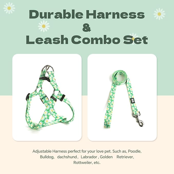 QQPETS Dog Harness Leash Set Adjustable Heavy Duty No Pull Halter Harnesses for Small Medium Large Breed Dogs Back Clip Anti-Twist Perfect for Walking