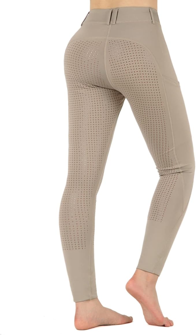 beroy Horse Riding -Pants Women Equestrian-Breeches - Ladies Training Horseback Riding Tights Full Seat Silicone Pockets