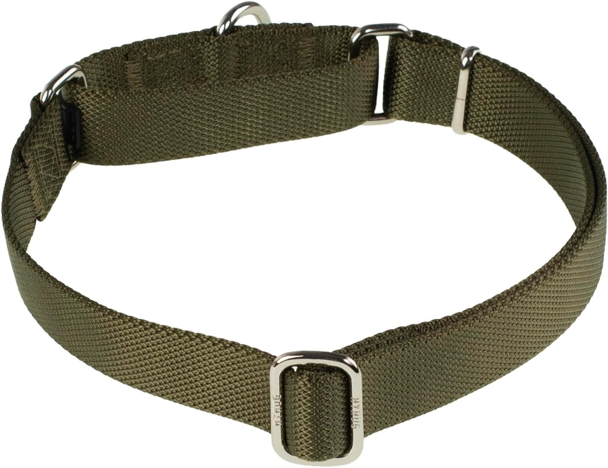 Hyhug Pets Premium Upgraded Heavy Duty Nylon Anti-Escape Martingale Collar for Boy and Girl Dogs Comfy and Safe - Professional Training, Daily Use Walking. (Army Green, Small)