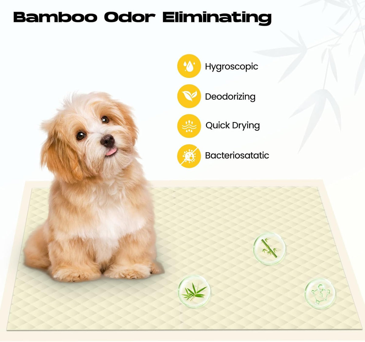 Puppy Pads 30 Count Small 22x22in Bamboo Training Pads Deodorizing Leakproof Quick Drying Dog Pee Pads Super Absorbent Disposable Pee Pads for Dogs Puppies, Doggie, Cats, Rabbits