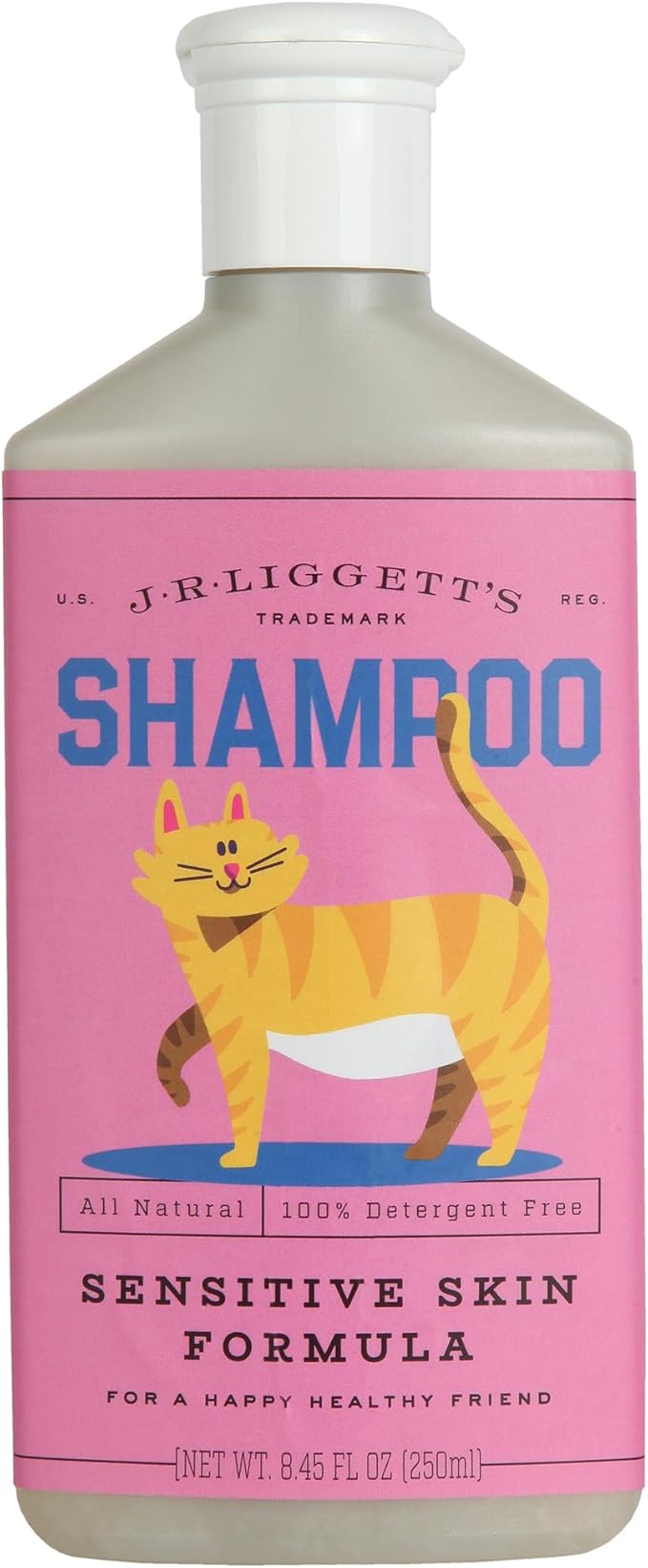 JR Liggett’s Natural Liquid Cat Shampoo for Sensitive Skin - 100% Detergent Free, Non-GMO & Biodegradable - Tear-Free, Hypoallergenic Formula Soothes Dry Itchy Skin - Safe for Puppies - 8.45 fl oz