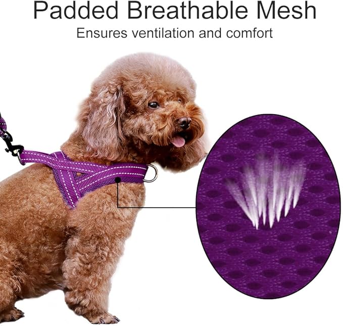 Plutus Pet No Pull Dog Harness with Breathable Mesh Padded, Adjustable Reflective Escape Proof Dog Harness, Quick Fit Dog Vest Harness for Small Medium Large Dogs(S, Purple)