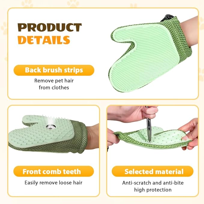 All-in-One Grooming Mist Glove for Pets, Upgrade Efficient Pet Hair Remover Gloves Grooming Spray Comb, Gentle Deshedding Efficient for Dogs & Cats (Blue)