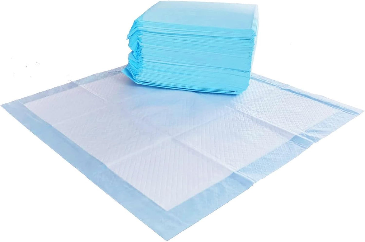 Amazon Basics Scented Dog and Puppy Pee Pads, 5-Layer Leak-Proof Super Absorbent, Quick-Dry Surface, Potty Training, Regular (22x22"), 50 Count, Blue & White
