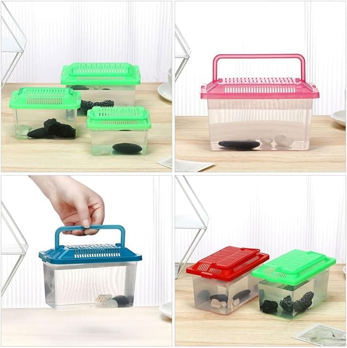 FRCOLOR Plastic Turtle Fish Tank Pet Fish Tank Small Aquarium Plastic Goldfish Aquarium Habitat Acrylic Reptile cage reptisoil terrariums Handheld Feeding Box Household