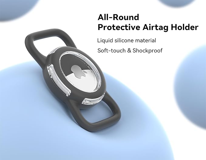 Waterproof Air tag Holder for Dog Collar, Silicone & ABS Air tag Holder for Dog & Cat Collars, Ultra-Durable, Lightweight and Protective Air tag Case (Black & Black, Regular)