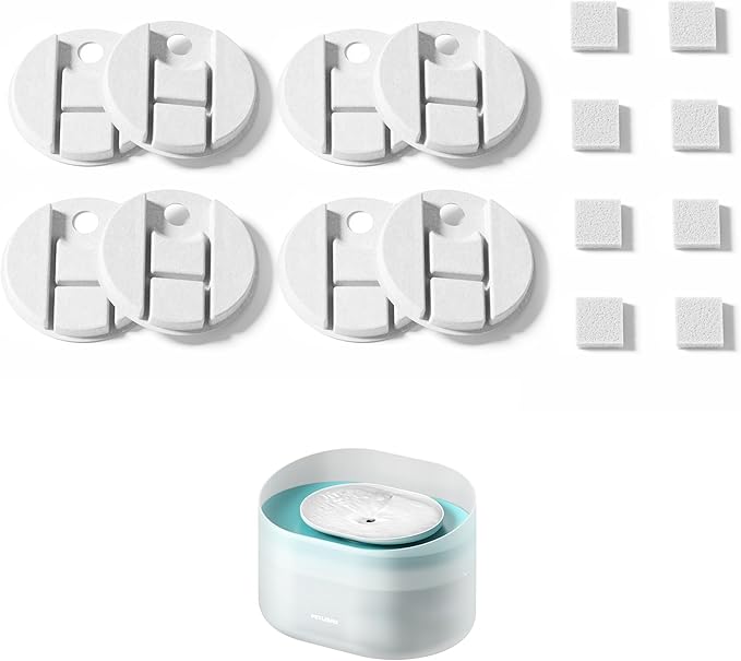 PETLIBRO Replacement Filters for Capsule Dog Fountain PLWF008, 4 Month Set of Filters for Dog Water Dispensers, 8 Count Pack, White