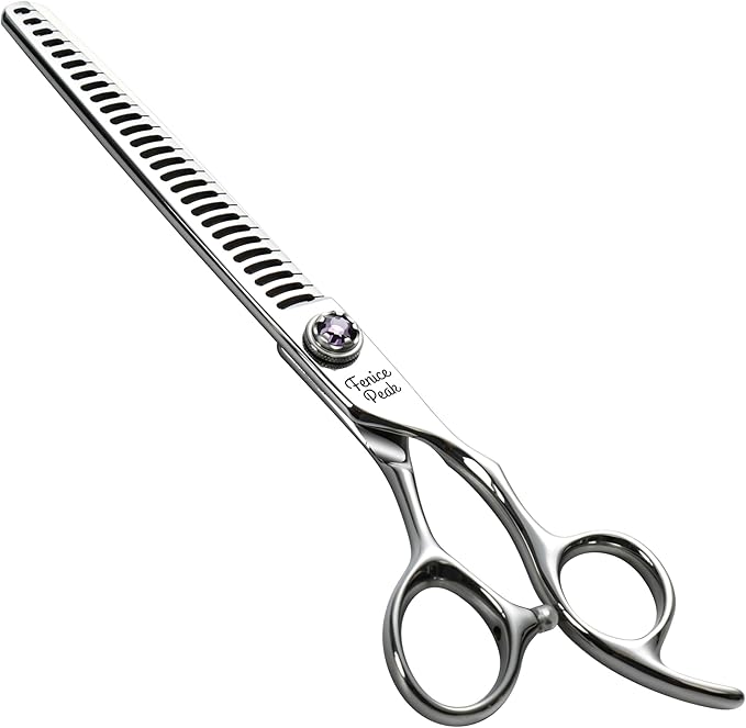Fenice Peak 7 inch Chunker Dog Grooming Scissors Professional Dog Shears Made of Japanese 440C Stainless Steel with Jewelled Screw Trimming Cutting Scissors Durable and Sharp