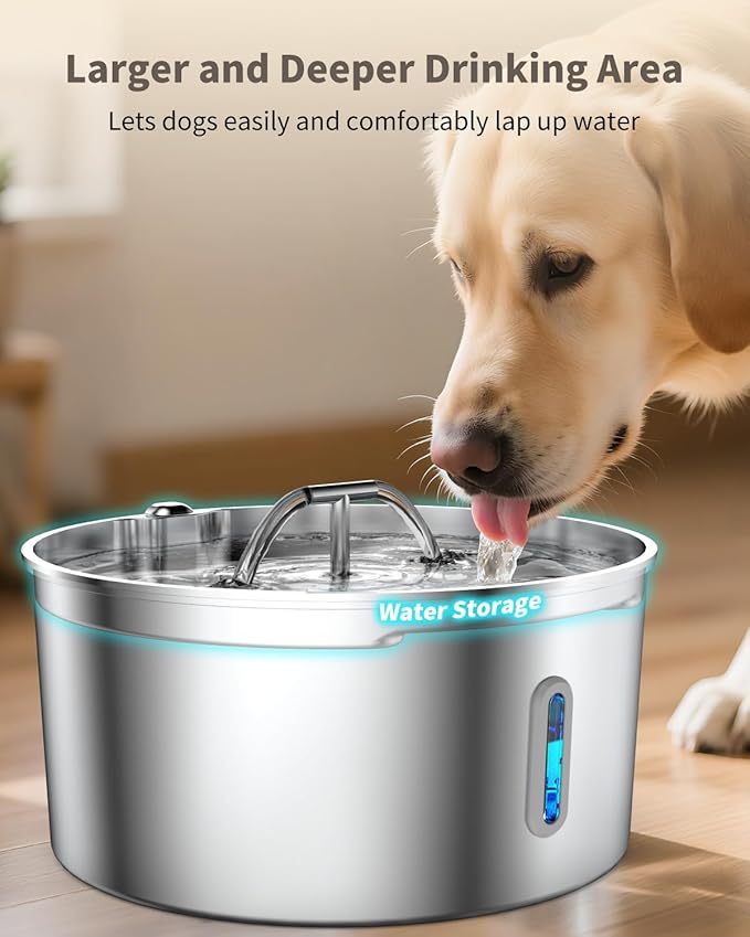 Dog Water Fountain Stainless Steel, 7L/236oz Dog Water Bowl Dispenser for Large Dogs, Automatic Cat Water Fountain