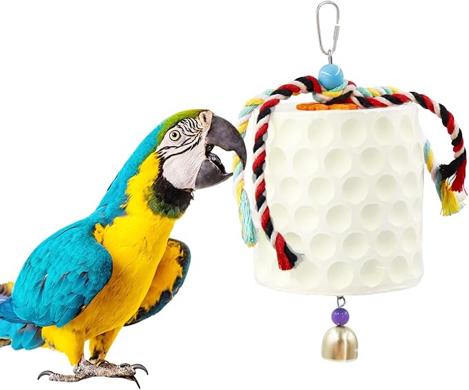 Extra Large Bird Chewing Toy, Parrot Beak Grinding Calcium Stone with Bells, Bird Cage Accessories, Cage Toys for Cockatiel Parakeet Parrot Budgies Rat Hamster Chinchilla Rabbit Bunny African Grey