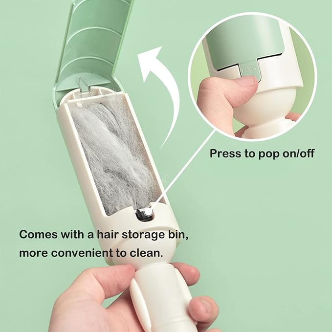 Pet Hair Remover Reusable pet Hair Remover Dog and cat Hair Remover for Sofas, Furniture, Carpets, car Seats with self-Cleaning Base Upgraded Animal Hair Remover Tool (White Green)