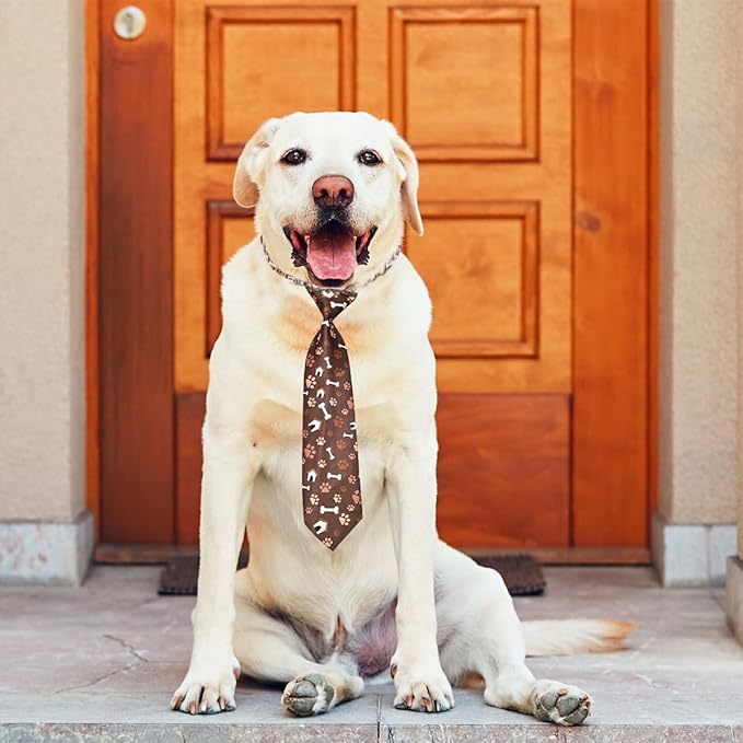 PET SHOW 10pcs Pack Paw Big Dog Ties Neckties for Large Breed Dogs XL Adjustable Holiday Birthday Grooming Accessories Neck Ties Bowties Girl Boy Wedding Costumes Photography Party Gift Favor