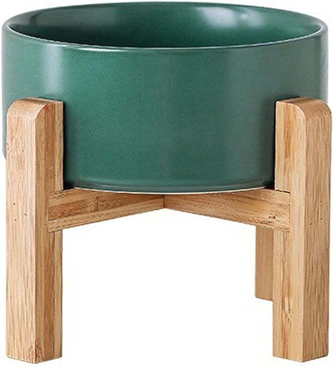 Petygooing Green Elevated/Raised Ceramic Dog Bowl for Medium and Large Breeds, Dog Food Water Dish with Stand,Pet Feeding Bowl with Anti Slip Rubber Large Dogs(1800ml 7.6 Cups)