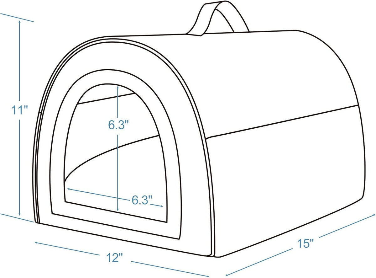 Jiupety Cozy Small Pet Dog House, 2 in 1 Puppy House, S Size for Cat and Puppy, Warm Cave Sleeping Nest for Cats and Dogs, S(15"×12"×11"), Up to 5.5 Lb, Grey