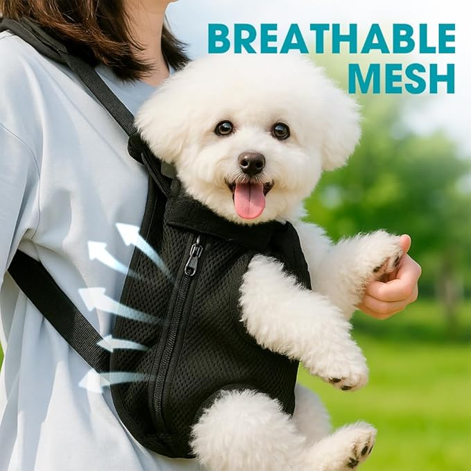 Dog Backpack Carrier, Adjustable Pet Front Carriers, Legs Out Carrying Sling Travel Bag for Small Medium Dogs 10-16 Lbs, Soft Wearable Puppy Chest Carry Backpacks for Walking/Hiking/Camping/Traveling