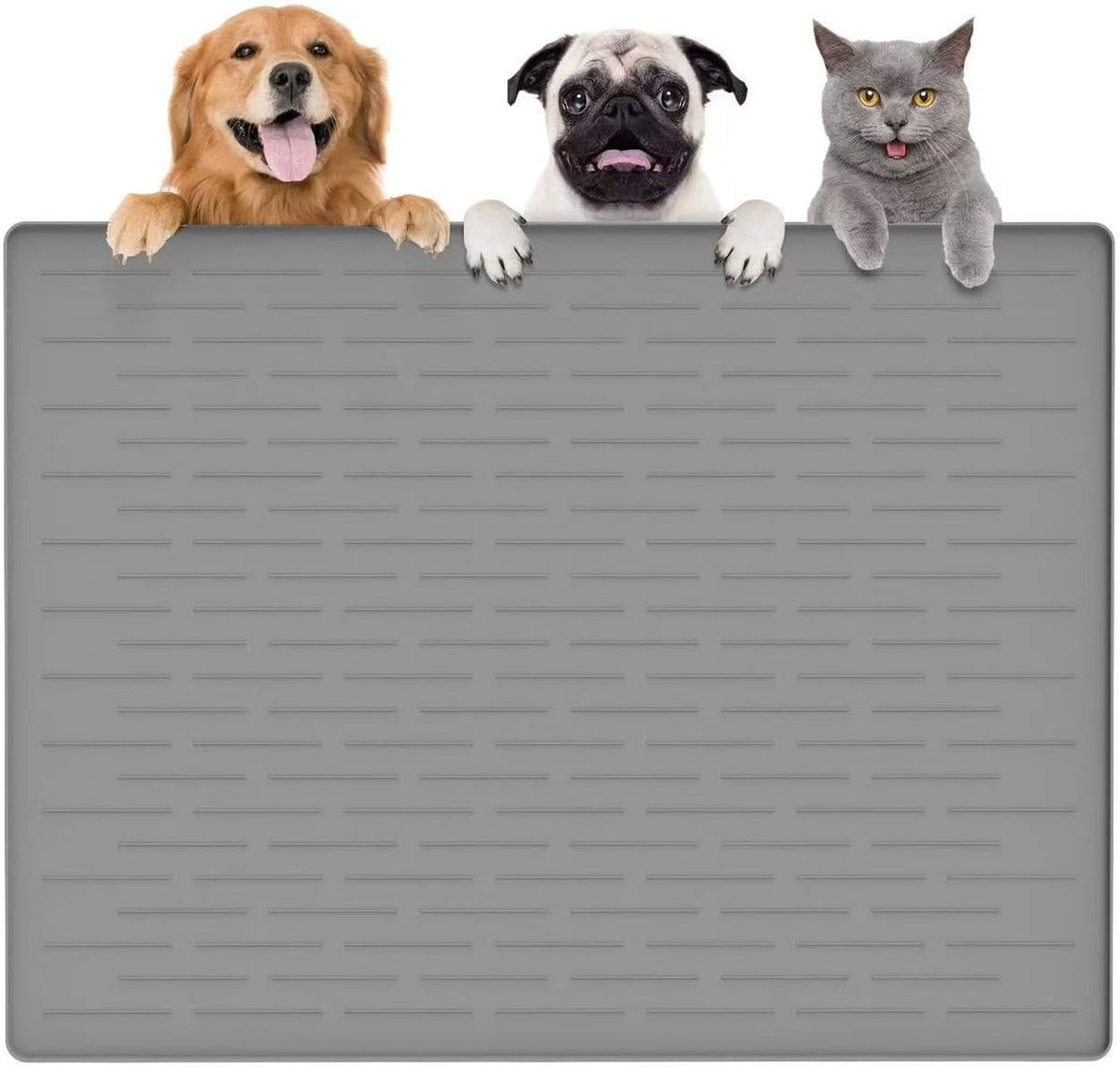 Large Dog Mats for Food and Water, 40"x30" Waterproof Pet Food Mats for Floor Nonslip Silicone Bowl Mats with Raised Edges