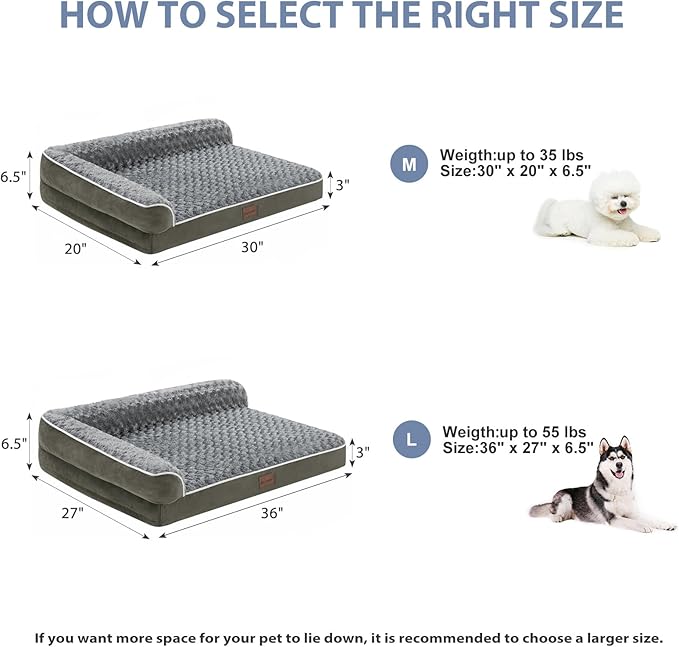 BFPETHOME Orthopedic Dog Beds for Large Dogs-Waterproof Sofa Pet Bed with Removable Washable Cover, Big Dog Bed with Waterproof Lining and Nonskid Bottom,Pet Bed for Large Dogs
