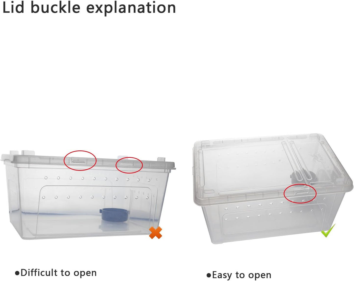 OMEM Portable Reptile Terrarium Habitat for Mini Pet Houses Breathable Holes Stackable Container (2PCS-L)