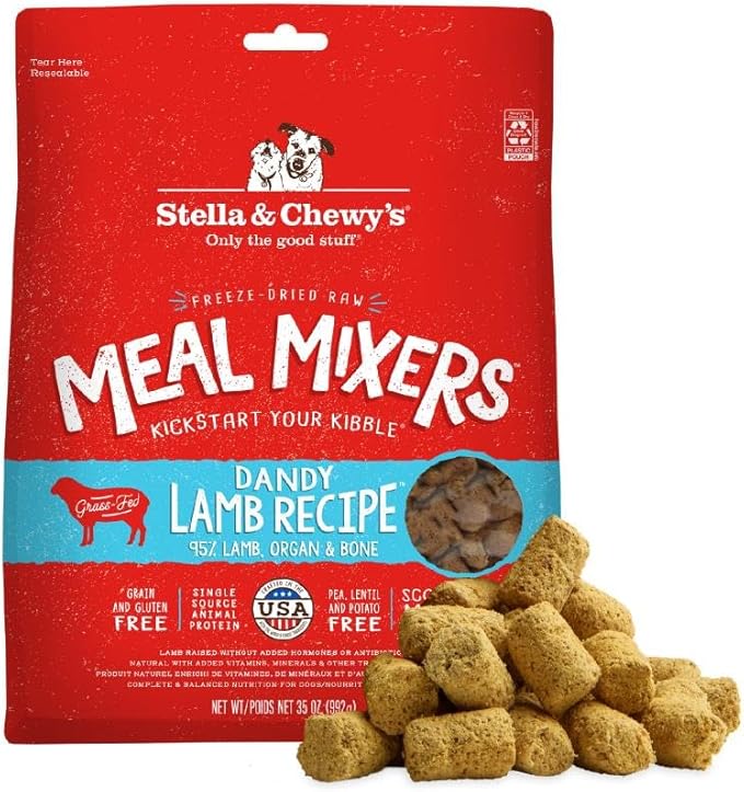 Stella & Chewy's Freeze-Dried Raw Lamb Meal Mixers- Dog Food Topper and Mixer - Made with 95% Grass-Fed Lamb, Organs & Bone - Perfect for Picky Eaters - Grain-Free - 35 oz