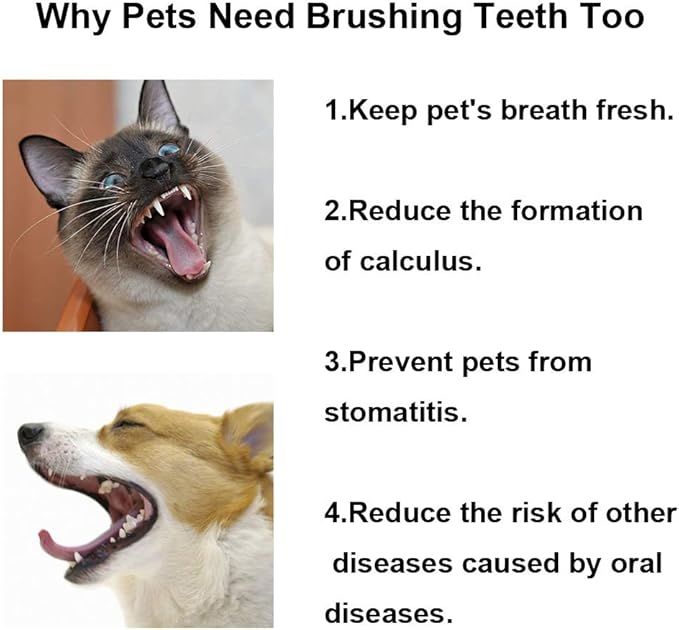 Cat Toothbrush, Soft Small Dog Dental Toothbrush Silicone, Easy Teeth Cleaning Head, Pet Deep Clean Dense Brush, Safe and Effective Oral Care, Brush Away Bad Breath, Easy to Handle, Blue