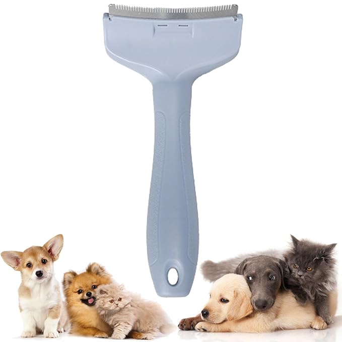 V-Tooth Deshedding Comb, Doggo Comfy Pet Comb Pro, Dog & Cat Grooming Brush for Shedding, Tight V-Shaped Teeth Deshedding Tool (Blue S)