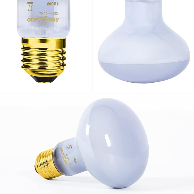 REPTI ZOO 2 Pack 100W Reptile Neodymium Daylight Basking Spot Lamp UVA Bulb Reptile Heat Lamp for Amphibian Lizard Tortoise Bearded Dragon Hedgehogs