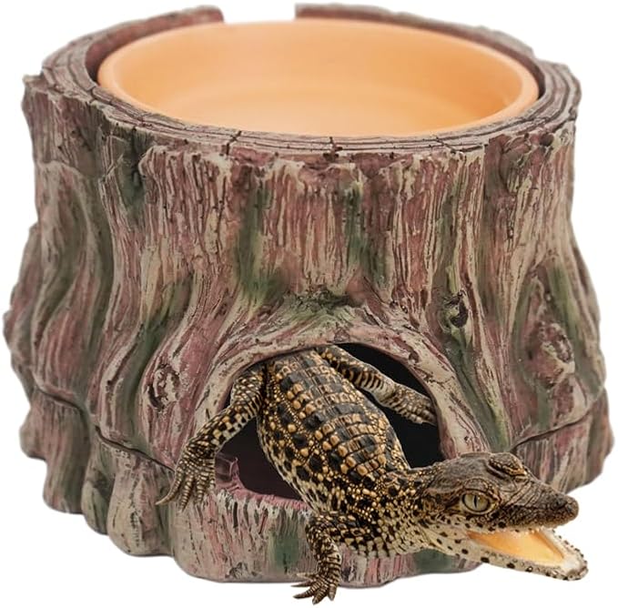Reptile Hideout with Detachable Base and Humidity Dish, Gecko Hide Climbing Toy Tank Accessories, Terrarium Decor, Reptile Hide Cave for Crested Gecko,Lizard, Snake, Crabs