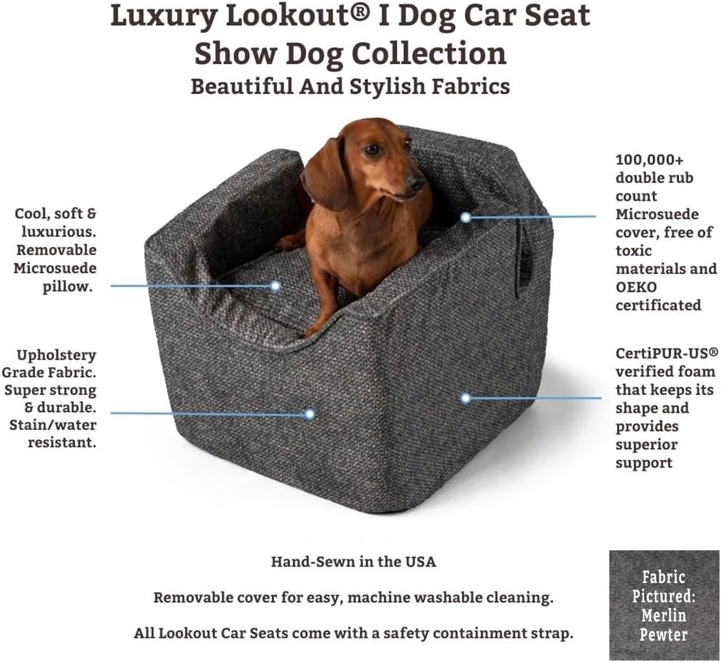 Snoozer Luxury Lookout Pet Car Seat, Medium Luxury I, Navy Mutt