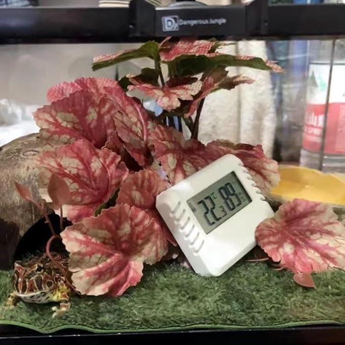 Reptile Plants for Terrarium Decor,Amphibian Habitat Decor,Artificial Plants for Gecko Chameleon Snake Tortoise Tank Accessories with Base (Pink heuchera micrantha)