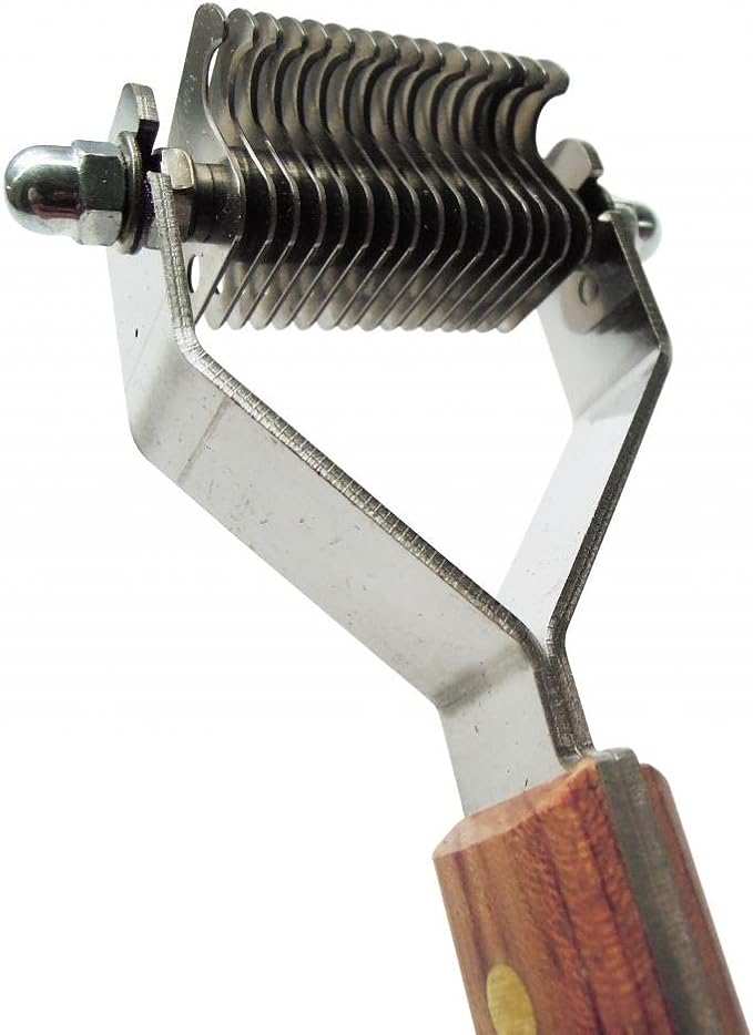 Mars Coat King Dematting Undercoat Grooming Rake Stripper Tool for Dogs and Cats, Stainless Steel with Wooden Handle for Thick Coats, 16-Blade Stripper for Groomers, Pet Owners
