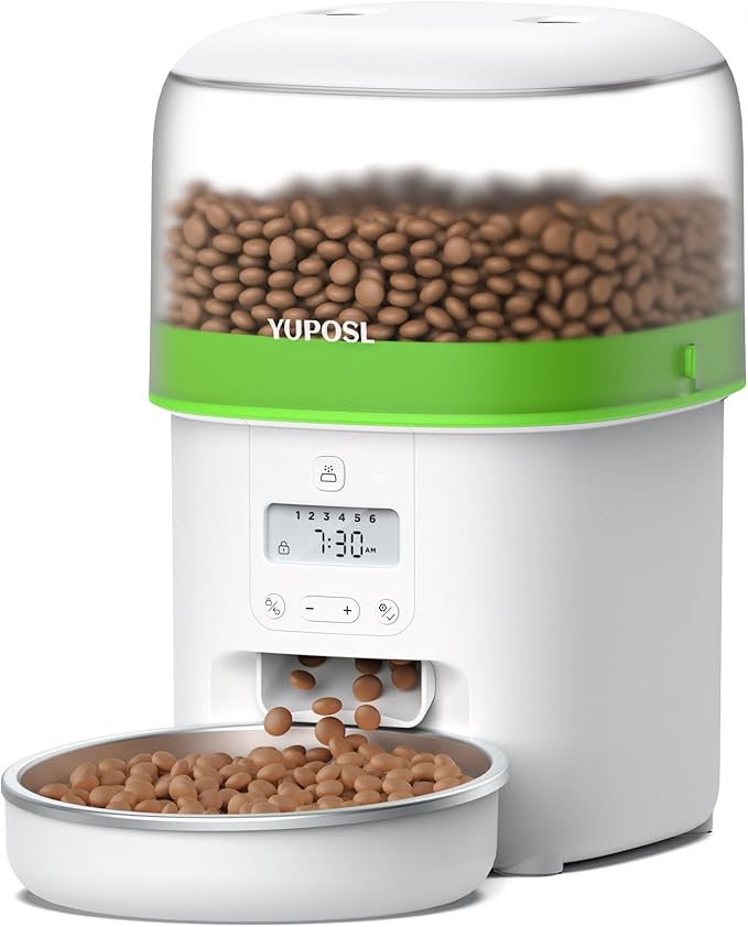 Automatic Cat Feeder - 2L Cat Food Dispenser, Timed Auto Pet Feeder with 180-day Battery Life, 1-6 Meals Per Day, 1-16 Portion, Desiccant Bag Keeps Dry Food Fresh, Also for Small Dogs