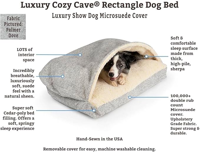 Snoozer Pet Products Luxury Rectangle Cozy Cave Dog Bed with Microsuede, Showdog Collection, Small, Merlin Camel
