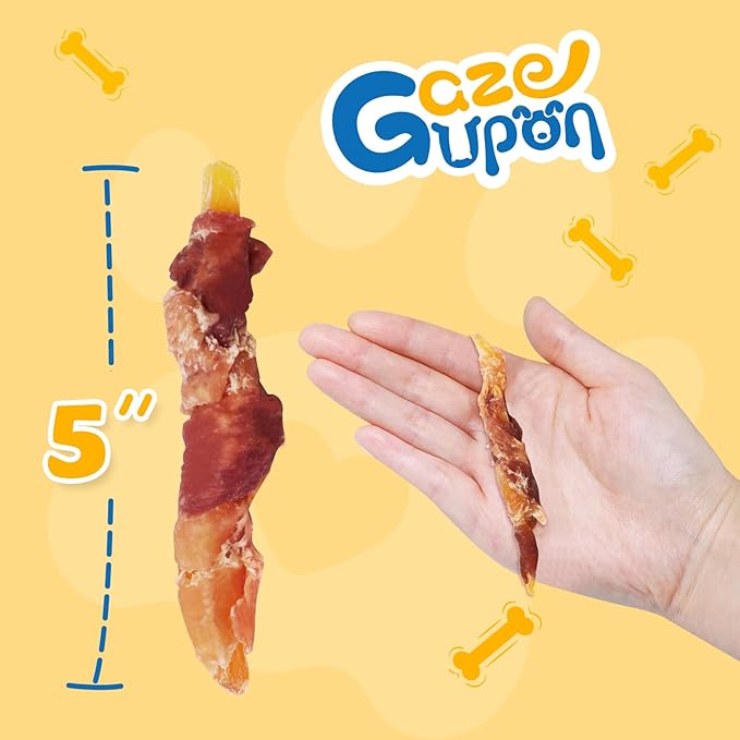 gazeupon Dog Treats，Chicken&Duck Wrapped Sweet Potato，Healthy Training Snacks for Dogs, Rawhide Free,14.1 oz