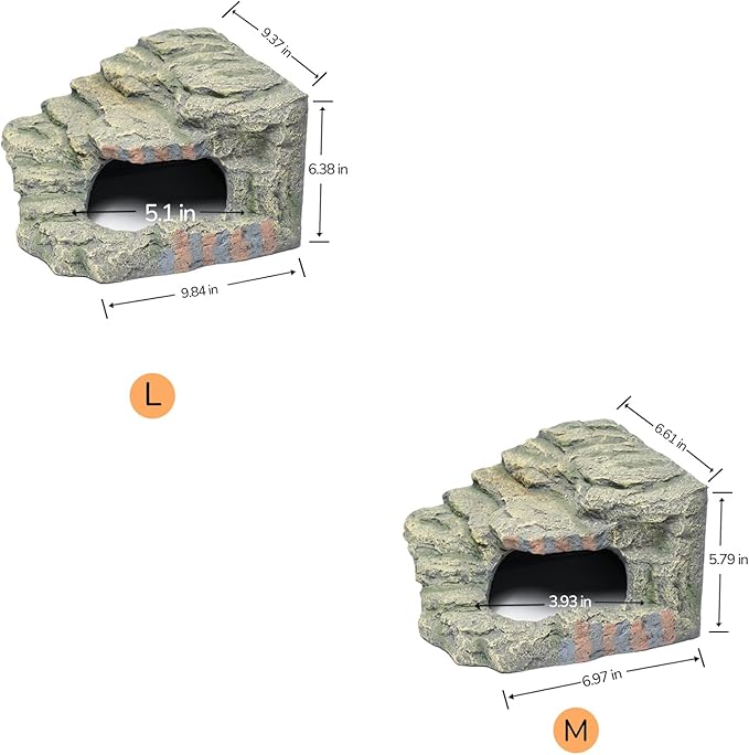 Resin Reptile Hideout Cave,Natural Habitat Decor for Bearded Dragon, Leopard Gecko, Lizards & Turtles,Terrarium Tank Accessories