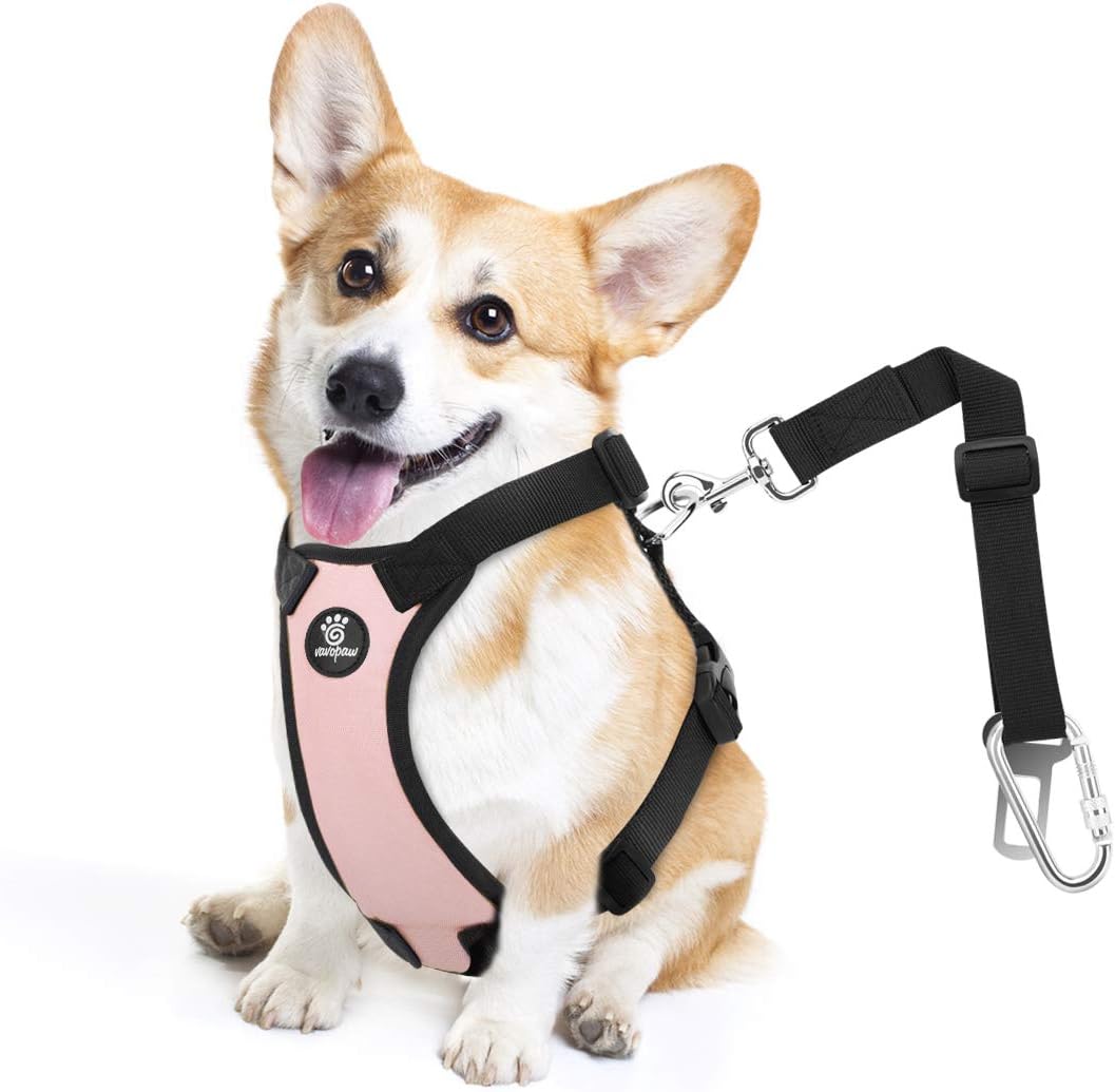 Dog Seat Belt, Safety Vest Dog Car Harness with Adjustable Buckle Dog Seat Belt for Vehicle Nylon Pet Safety Seat Belts Heavy Duty(M, Pink)