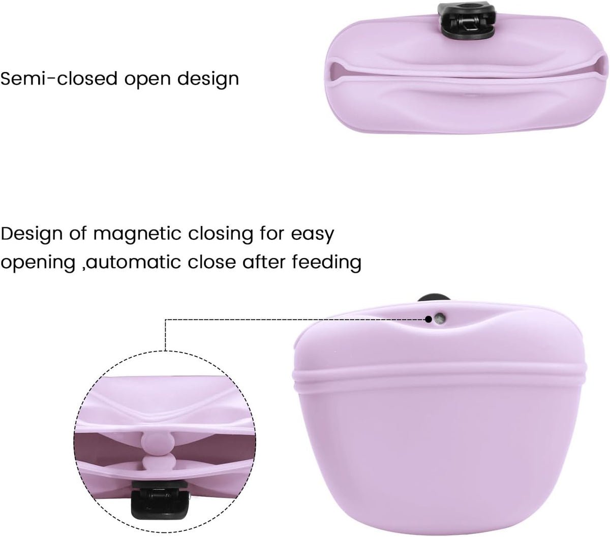AUDWUD Silicone Dog Treat Pouch,With Dog Training Clicker,Clip on Portable Training Container,Convenient Magnetic Buckle Closing and Waist Clip