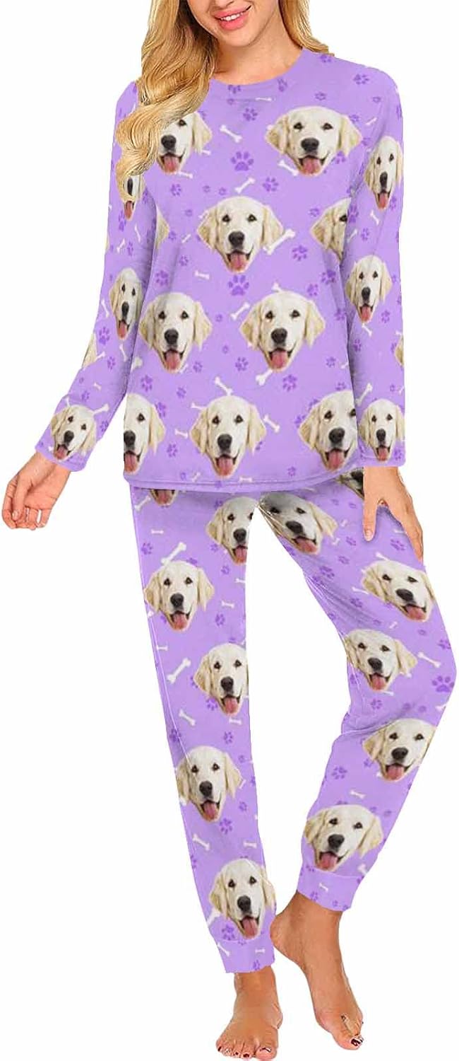 MyPupSocks Custom Face Pajamas Sets for Women, Personalized Photo Sleepwear XS-XXL