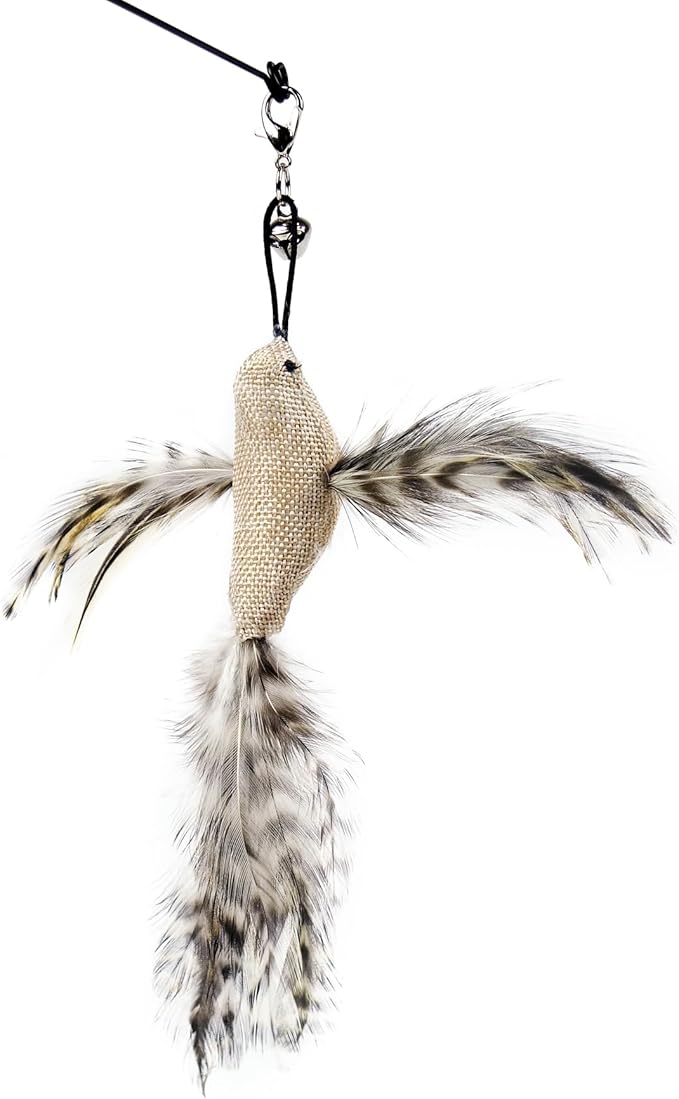 TTcat 3 Pcs Cat Feather Simulation Bird Refills Replacements for Cat Wand.