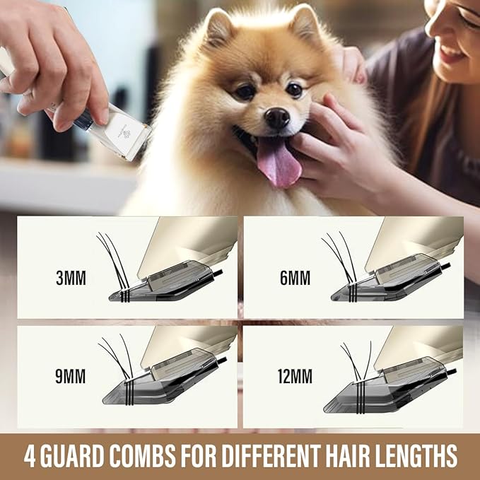 Grooming Kit for Dogs at Home - Rechargeable Low Noise Cat and Dog Shavers & Clippers for Grooming Thick Hair - Cordless Grooming Clippers Includes Pet Hair Clippers, Nail Trimmer, Shears & Bath Brush