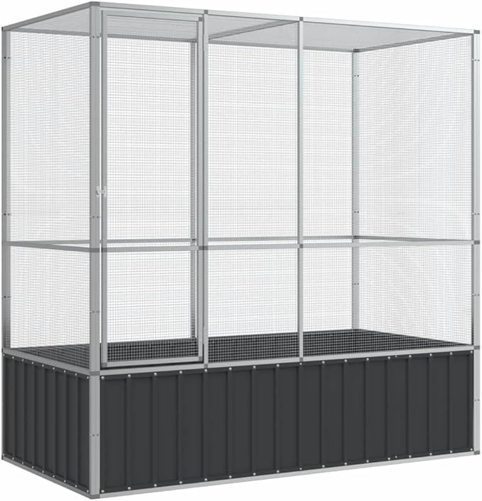 Galvanized Steel Large Flight King Bird Cage, Steel Outdoor Aviary, Outdoor Indoor Large Bird Cage Aviary Pet House for Cockatiels African Parakeets, 82.9"x42.1"x83.5",-301